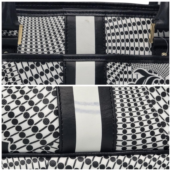 Gwen stefani l.a.m.b samburu black white chevron large satchel bag purse y2k - Picture 4 of 4